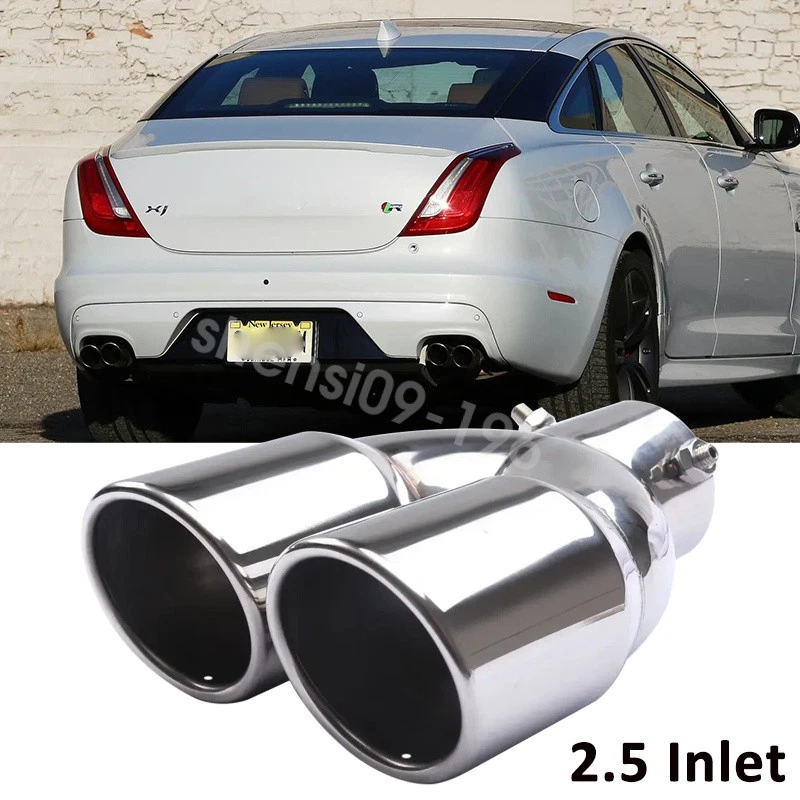 For Jaguar XJ XF XE 2.5 Inlet Rear Car Dual Exhaust Muffler Tip Tail Pipe Steel - Image 1 of 4