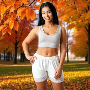 Pantalones cortos de noche de encaje blanco - Pantalones de pijama suaves para mujer Prendas para dormir Bragas de salón - Imagen 1 de 8