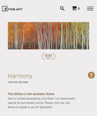 Peter Lik “Harmony” 2M Edición Limitada 373/950. Premio Internacional. Foto 1 de 4