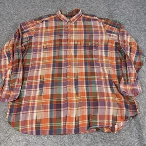 Polo Ralph Lauren camicia uomo 4XLT 100% cotone marrone arancione quadri flanella GI patta - Foto 1 di 8