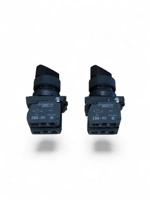 Schneider Electric ZBE101 + ZBE102 Selector Switch 22mm 1NO 1NC 600V – New - Image 1 of 4