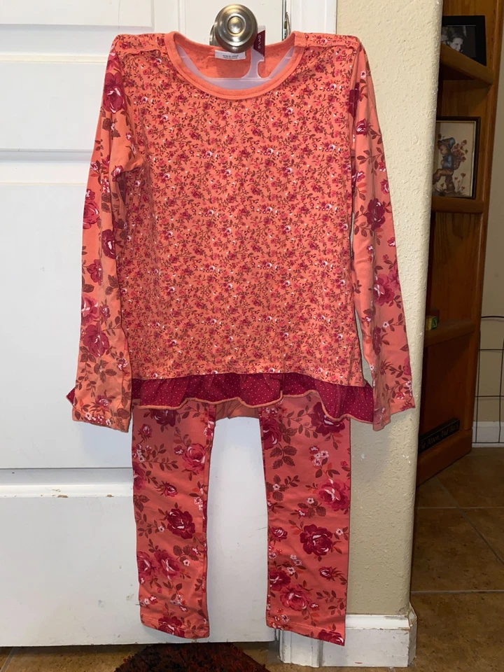 Camisa y Leggings Naartjie Niños Talla 9 Años Rosa Y Rojo Floral Foto 1 de 4