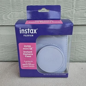 Fujifilm Instax Mini SE Instant Camera Case PU Leather Pale Blue Grey Strap - Picture 1 of 7