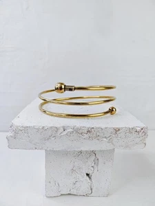 Goldener verstellbarer Oberarmreif, Spirale Oberarm Armreif Messing, Bali Style - Picture 1 of 7