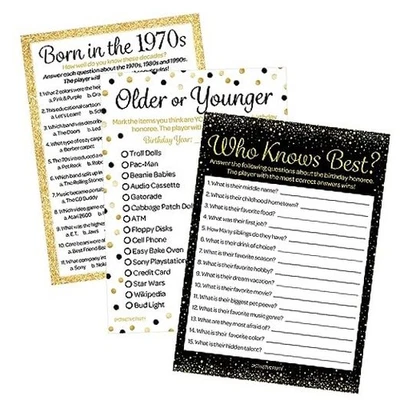  Paquete de Juego 50 Cumpleaños Negro y Dorado - Juego de 3 Fiesta de Cumpleaños Negro Dorado Foto 1 de 4