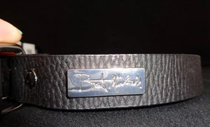 BRET MICHAELS Black Leather Rippled Pattern Dog Collar (L) (NEW) - Picture 1 of 5