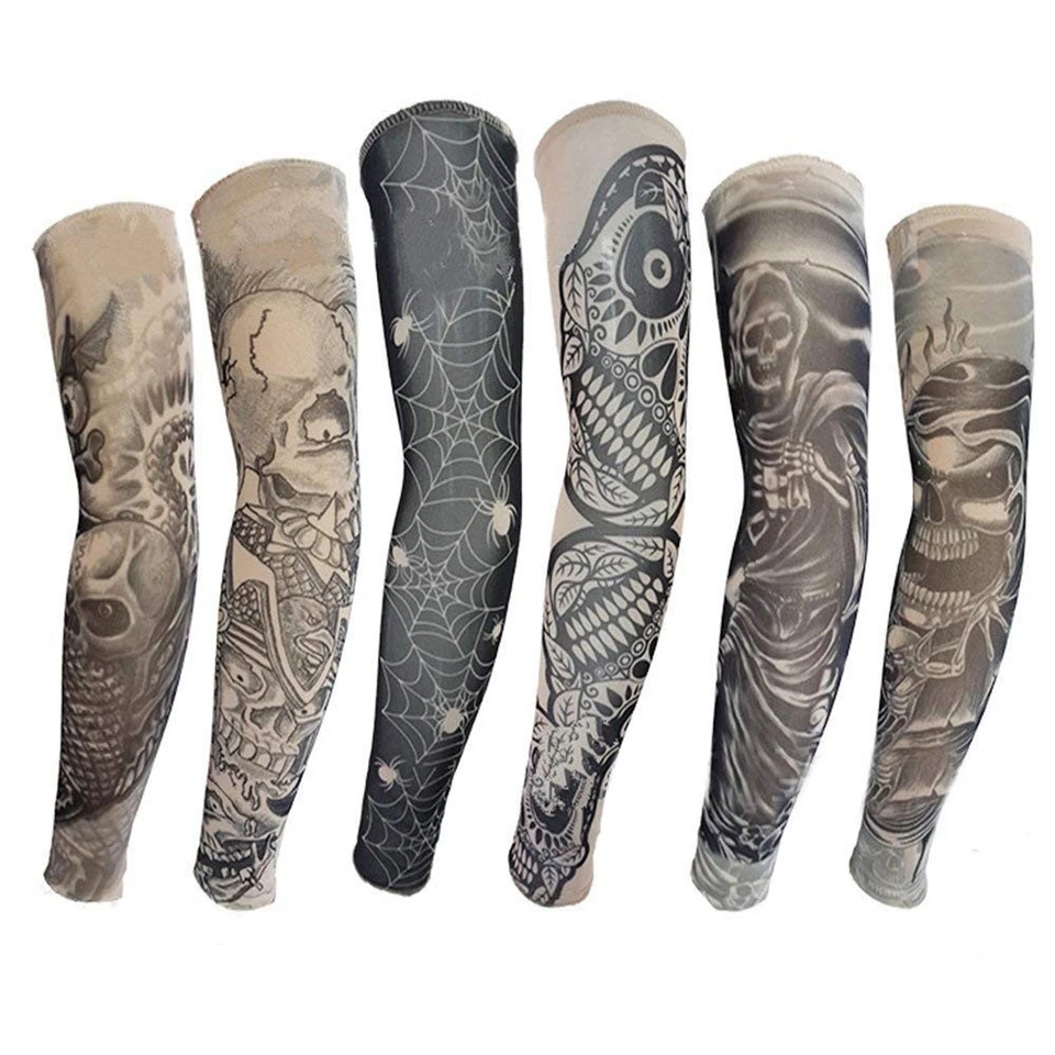6 Pcs Temporary Tattoo Fake Arm Sleeves Sun Protective Cover Body Art Outdoor