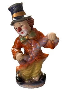 Statuina pagliaccio hobo ceramica smaltata dipinta a mano vintage bellissima decorazione casa - Foto 1 di 5