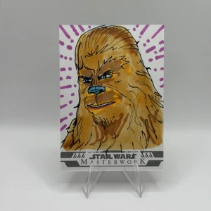 2024 Topps Star Wars Masterwork 1/1 Sketch Card Chewbacca By Mike LaPeruta - Picture 1 of 2