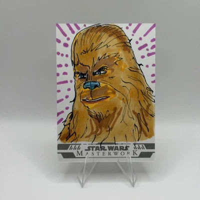 2024 Topps Star Wars Masterwork 1/1 Sketch Card Chewbacca By Mike LaPeruta - Image 1 of 2