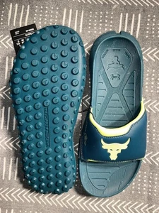 Under Armour UA The Rock Project 3 SL Slides Blue Green 3026034-402 Men’s Size 9 - Picture 1 of 9
