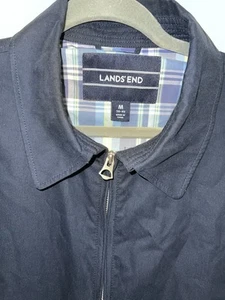 Chaqueta cortavientos ligera Lands End para hombre mediana forrada azul marino cremallera completa Preppy - Imagen 1 de 7