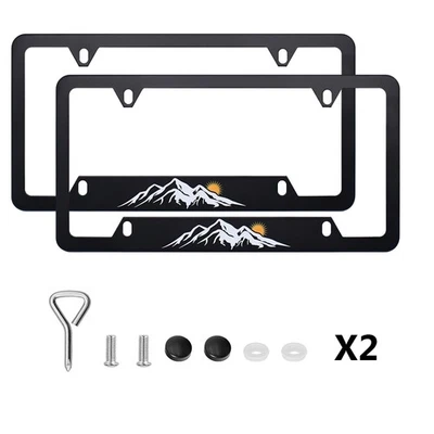 2x Universal Car Accessory Snow Mountains Sunrise Car License Plate Frame Cover Foto 1 de 4