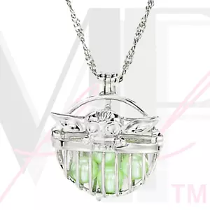 Mandalorianischer Kinderanhänger Halskette Perle Käfig Edelstahl Geschenkbox BABY JODA - Bild 1 von 9