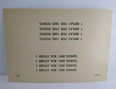  Tarjetas de puntuación de pinball (3) NOS originales A-6373 A-6375 A-6376 finales de 1960 vintage Foto 1 de 4