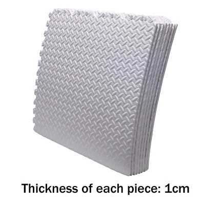 8PCs EVA Foam Exercise Tiles Floor Mat Gym Floor Fitness Yoga Workout 24x24 Whit - Image 1 of 4