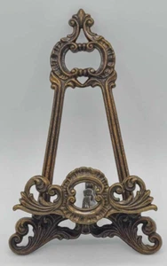 Vintage Ornate Brass Display Easel, Picture, Photo Stand Holder ~7"H - Picture 1 of 12