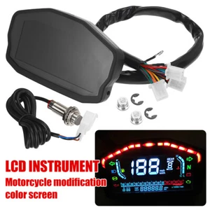 Universal 12V LCD Digital Motorcycle Speedometer Odometer Motorbike Tachometer - Picture 1 of 13