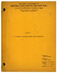 SHAFT (Jan 13, 1971) Script for Gordon Parks-directed Blaxploitation film - Picture 1 of 3