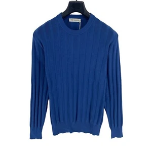 Trussardi 100% Cotton Blue Crew Neck Sweater Pullover Jumper Size XL - Picture 1 of 9