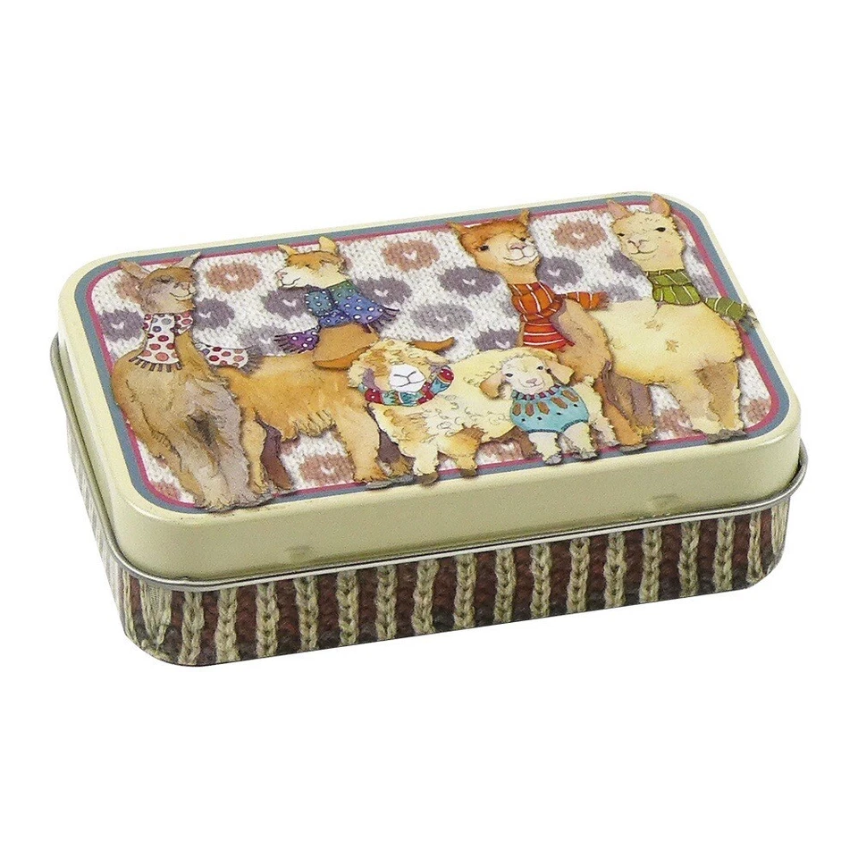 Emma Ball Alpacas & Friends Mini Hinged Rectangle Tin by Sewing Crafts Storage
