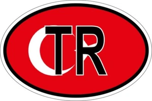 Sticker oval flag vinyl country code  TR turkey - Picture 1 of 1