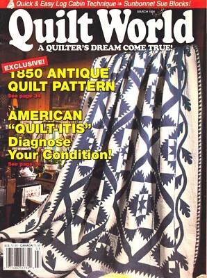 Quilt World Magazine March 1991 Log Cabin Sunbonnet Sue Antique Pattern - Image 1 of 4