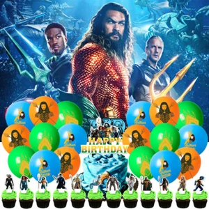 Aquaman Suministros de Fiesta Cumpleaños Decoración Set Globos Pastel Topper Banner - Imagen 1 de 7