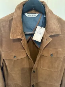 Peter Millar Crown Tan Suede Leather Mens Shacket Size SMALL New With Tags - Picture 1 of 12