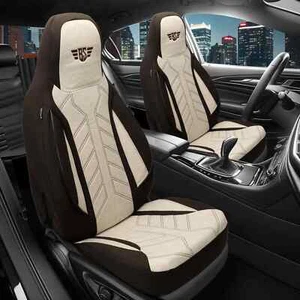 Fundas de asiento Pilot adecuadas para Dodge Caliber (marrón-beige) | Asientos delanteros HERM210 - Imagen 1 de 11