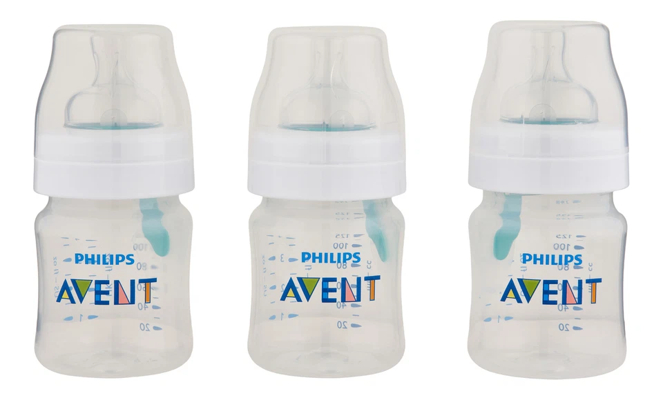 Philips AVENT Anti-Colic Baby Bottles AirFree Vent 4oz 3pk Clear 0m