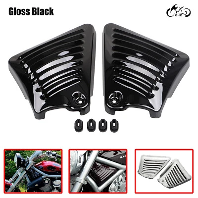 Par de cubiertas de admisión laterales de cuello con marco de caja de aire negro para motocicleta para Harley V-Rod VRSCA Foto 1 de 4