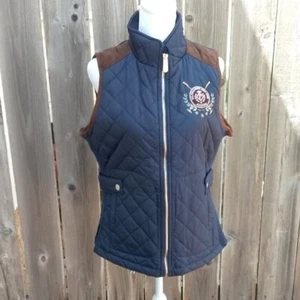 US Polo Assn Womens Navy Blue Vest Size Med Quilted Zip Polished Preppy Style - Picture 1 of 8