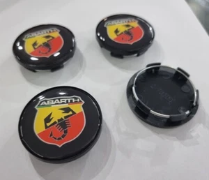 Rad Logos 4x Nabenkappen Fußmatten 50mm Fiat Abarth 500 595 SS ALUFELGEN - Bild 1 von 1