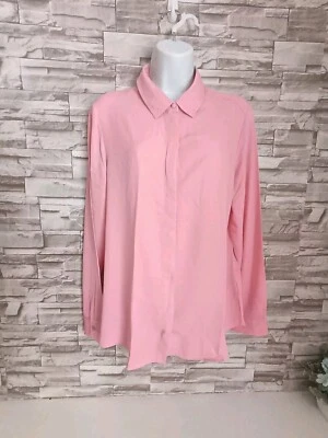  Blusa feminina tamanho 16 Reino Unido manga longa botão para baixo camisa rosa - Imagem 1 de 4