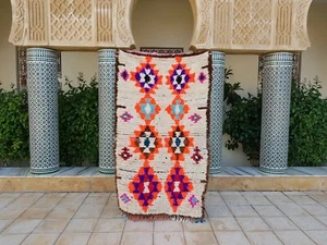 Vintage Marokkanischer Teppich Azilal Bunt Tribal Berber Handgeknüpft Carpet 6'5"x3'8 - Bild 1 von 12