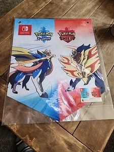 Pokemon Sword & Shield Galar Region Two Sided Felt Banner Flag - Picture 1 of 3