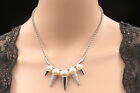 Resin Pearl Crystal Cream Bead Collar Silver Plated Necklace Woman Jewelry S71