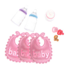 1:12 Dolls House Miniature Baby Bottles Pacifier Bibs Set Nursery Accessory G SS