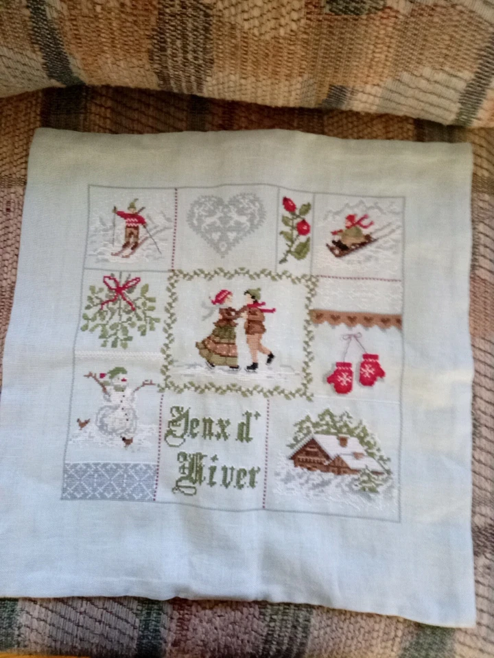 Embroidered Christmas/Winter Pillow Cover. 17" x 17". New.  - Image 1 of 4