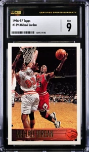 ⭐️ MICHAEL JORDAN 1996 TOPPS #139 CSG 9 TARJETA CLASIFICADA COMO NUEVA KOBE AÑO NOVATO 🔥 - Imagen 1 de 2