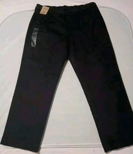 Mens Chino Pants 38x30 Black Pleated Straight Leg Casual Dress Formal Work - Picture 1 of 12