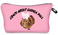 Pink Crazy About Guinea Pigs Cosmetic Pouch Bag by Piggies Choice