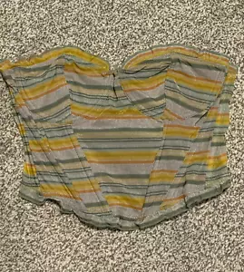 Out From Under Urban Outfitters Womens Bustier Corset Small Striped Lettuce Hem - Picture 1 of 7