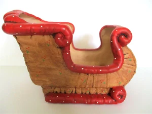 Ceramic Holiday Decoration Santa Sleigh Candy Dish Planter - Picture 1 of 5
