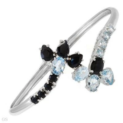 PUÑO DE ZAFIRO Y TOPACIO DE PLATA ESTERLINA 925 13,80 CTW Foto 1 de 2