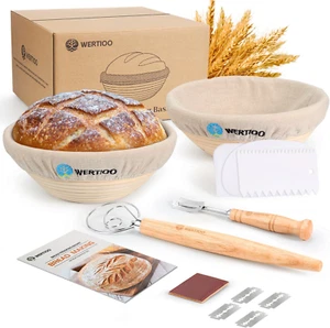 Banneton Bread Proofing Basket Set of 2, 9 Inch round Sourdough Proofing Basket, - Picture 1 of 7
