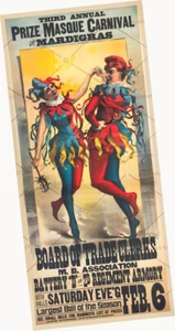 Masque Carnival Mardigras 1894 Jester Minstral Dancers New ART Print 7.5" x 16" - Picture 1 of 12