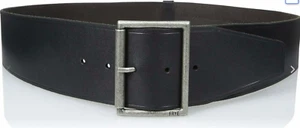 Frye Womens Shaped Leather Belt with Roller Buckle Black Size S - Picture 1 of 10