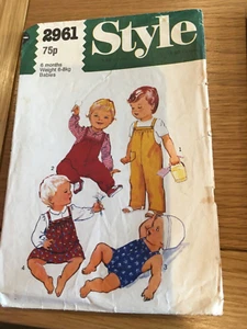 1980 ORIGINAL STYLE SEWING  PATTERN 2961 baby clothes age 6 months CUT FREE  P&P - Picture 1 of 4